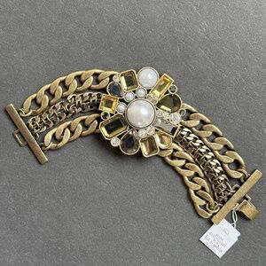 LIA SOPHIA Statement "Athena" Bracelet Crystals Beads Antique Gold (7-1/2")